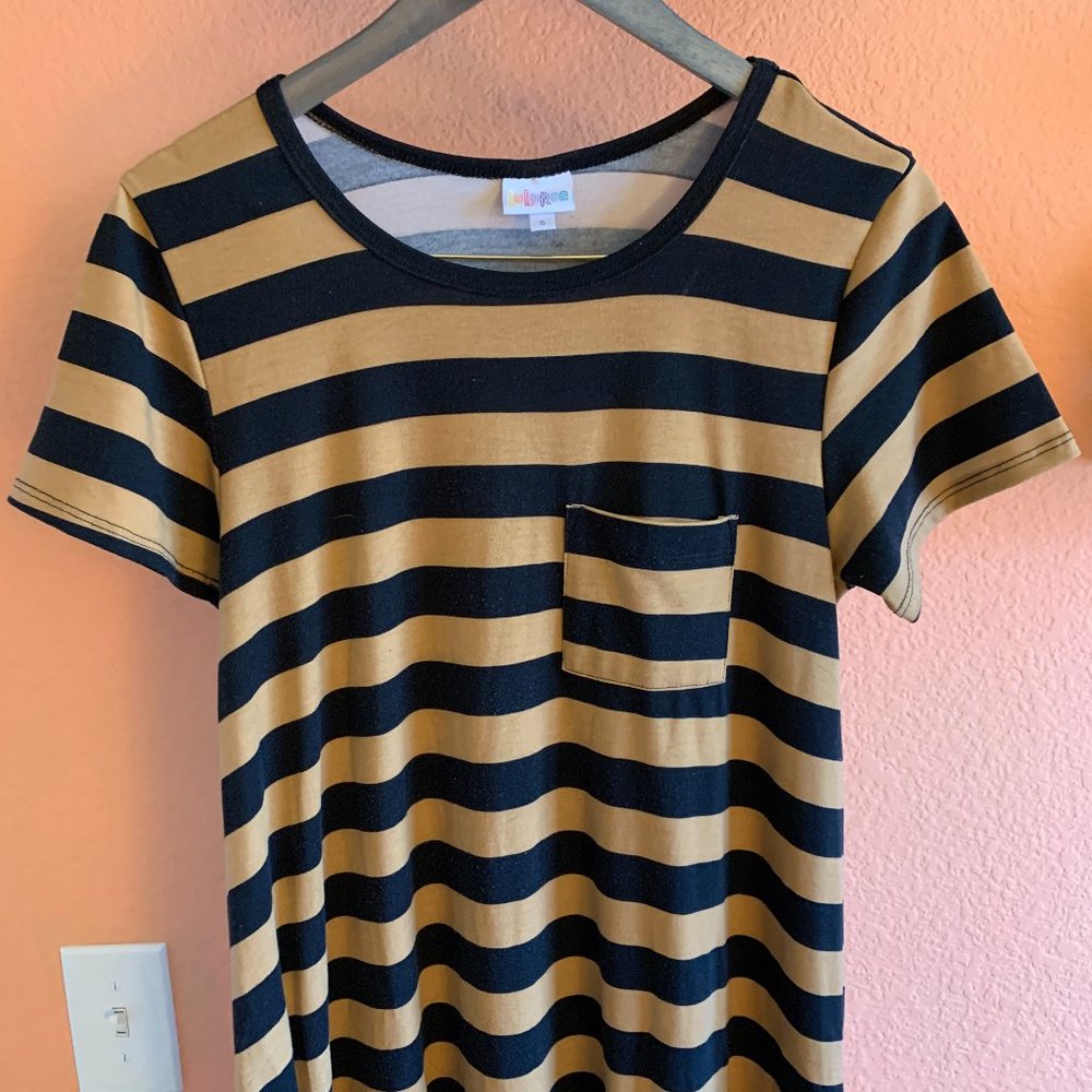LulaRoe Hi Low SS Dress Sz. S Striped 064